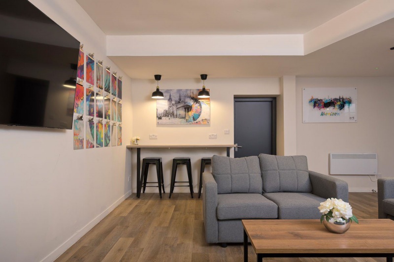 share space with sofa, tv at 207 King Street