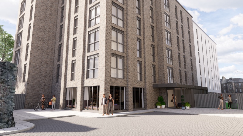 Modern student accommodation building at Carters Yard, Stirling
