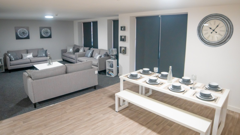 Fully equipped shared kitchen at Unity Square student accommodation in Liverpool
