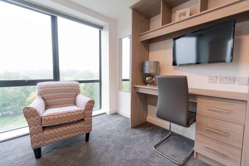 study area with desks and chairs at Unity Square student accommodation in Liverpool