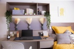 Each room comes with its own desk area 