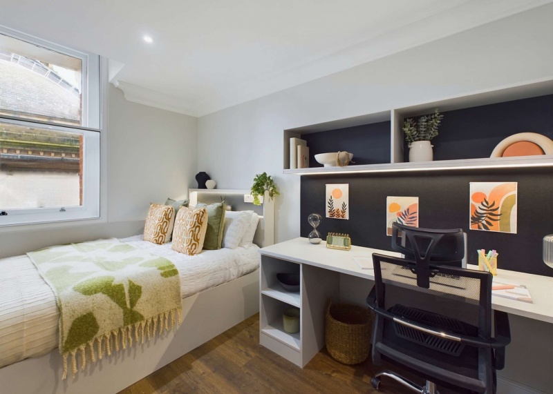 student room bright with study desk