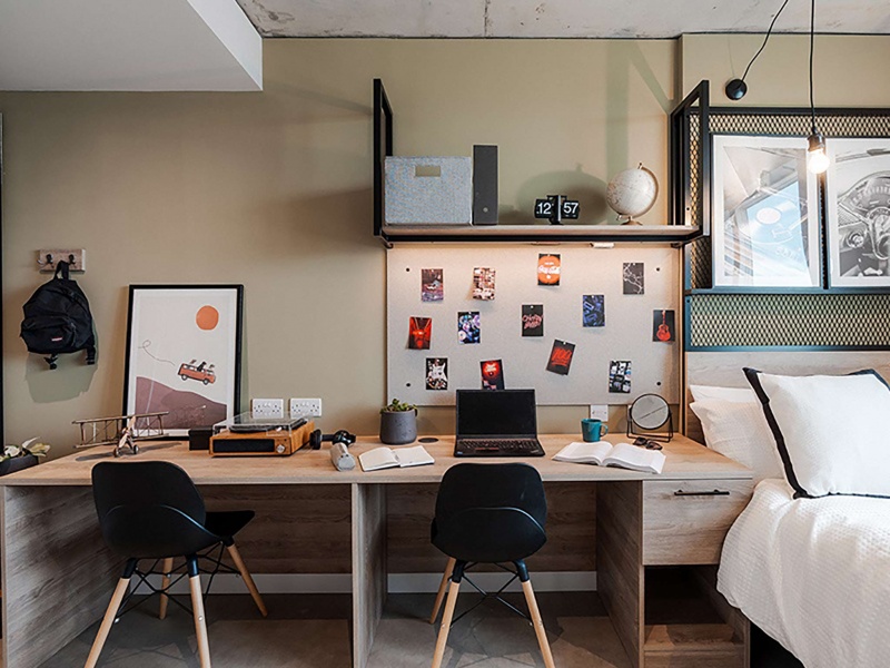study desk, student room at Peckham in London