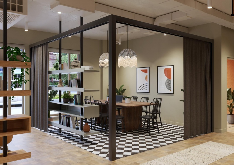 Dining and study area with contemporary decor at Fusion York