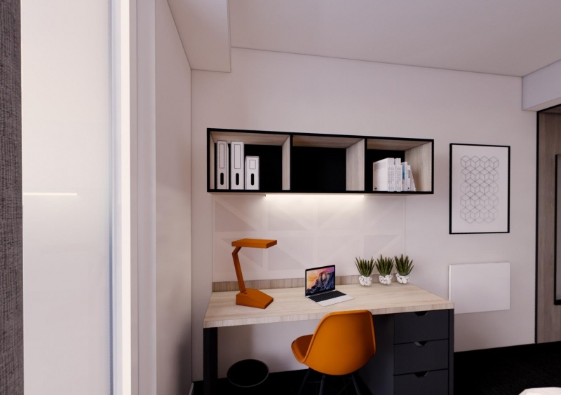 Typical ensuite bedroom in a shared apartment at Bridgeside 