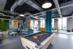Games room with a pool table and seating at Lumis Student Living student accommodation in Leicester