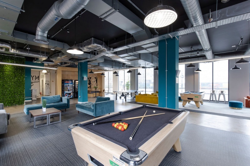 Games room with a pool table and seating at Lumis Student Living student accommodation in Leicester