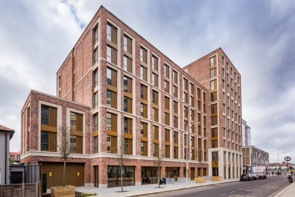 Modern exterior building of The Valentine student accommodation in London