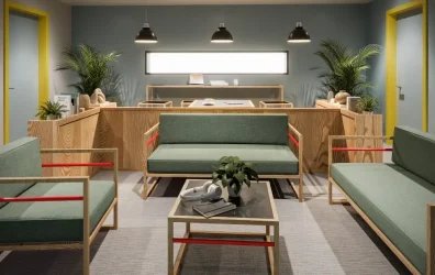 Comfortable communal lounge with seating at Element Manchester.