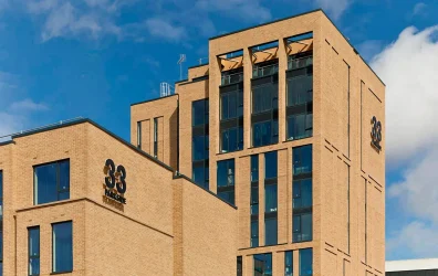 a view of the 33 Parkside building, exterior view