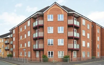 a view of the building of Hassells Bridge Apartments, Newcastle-under-Lyme