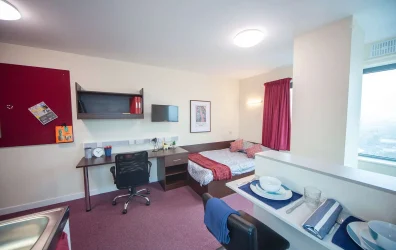 Compact studio with integrated amenities, St George's Tower.