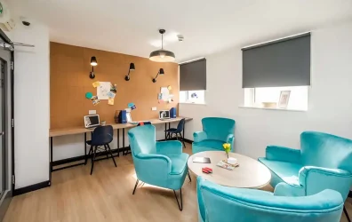 Bright and comfortable social space in Crosstrend House